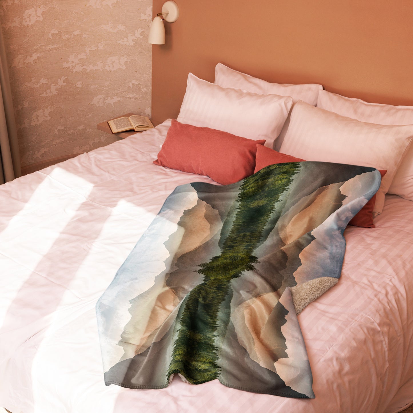 MIRRORED MOUNTAINS Sherpa blanket