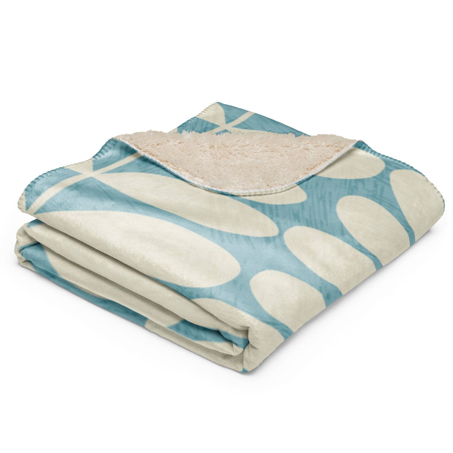 UNIQUE CREAM/LIGHT BLUE PATTERNED Sherpa blanket