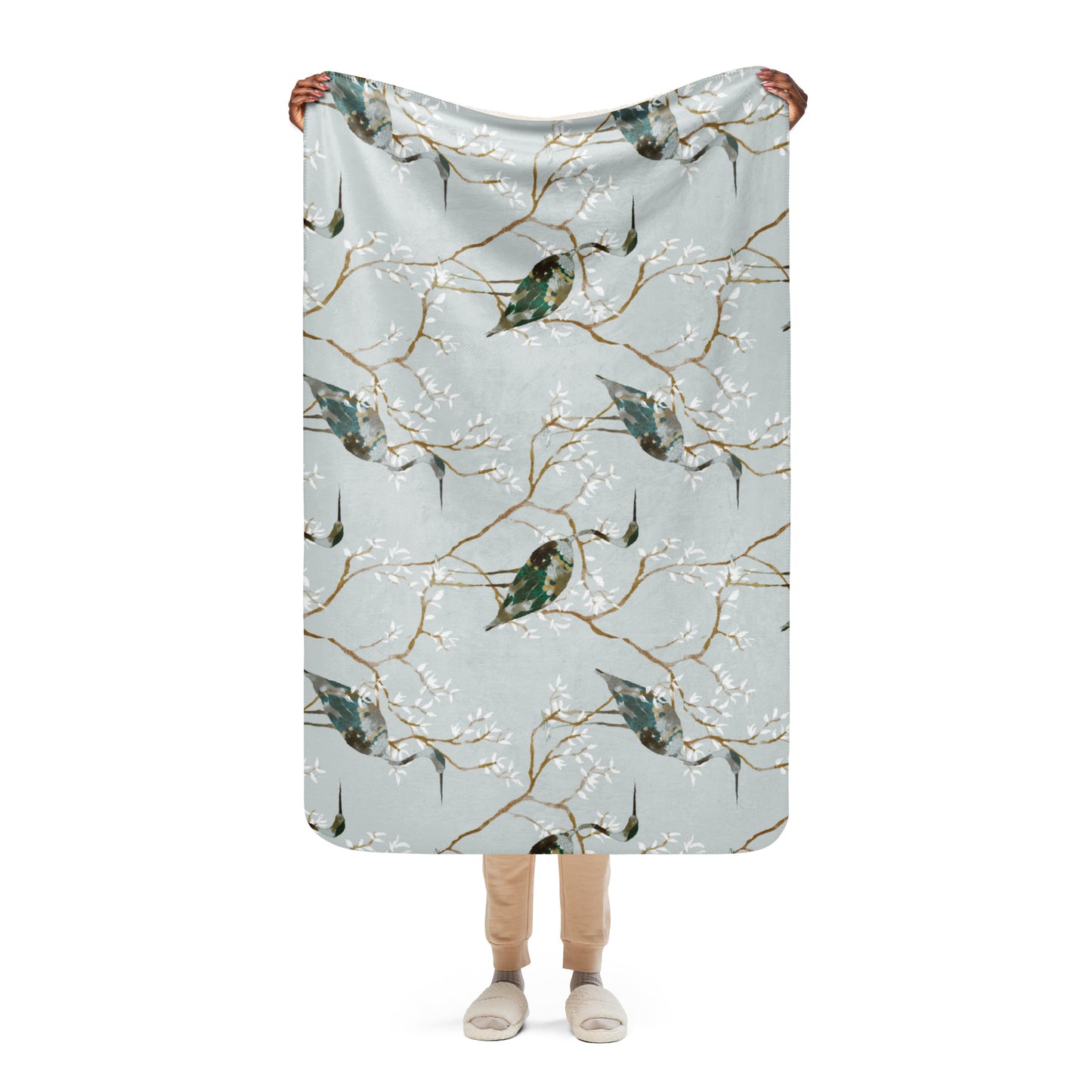 PRETTY OCEAN CRANES Sherpa blanket