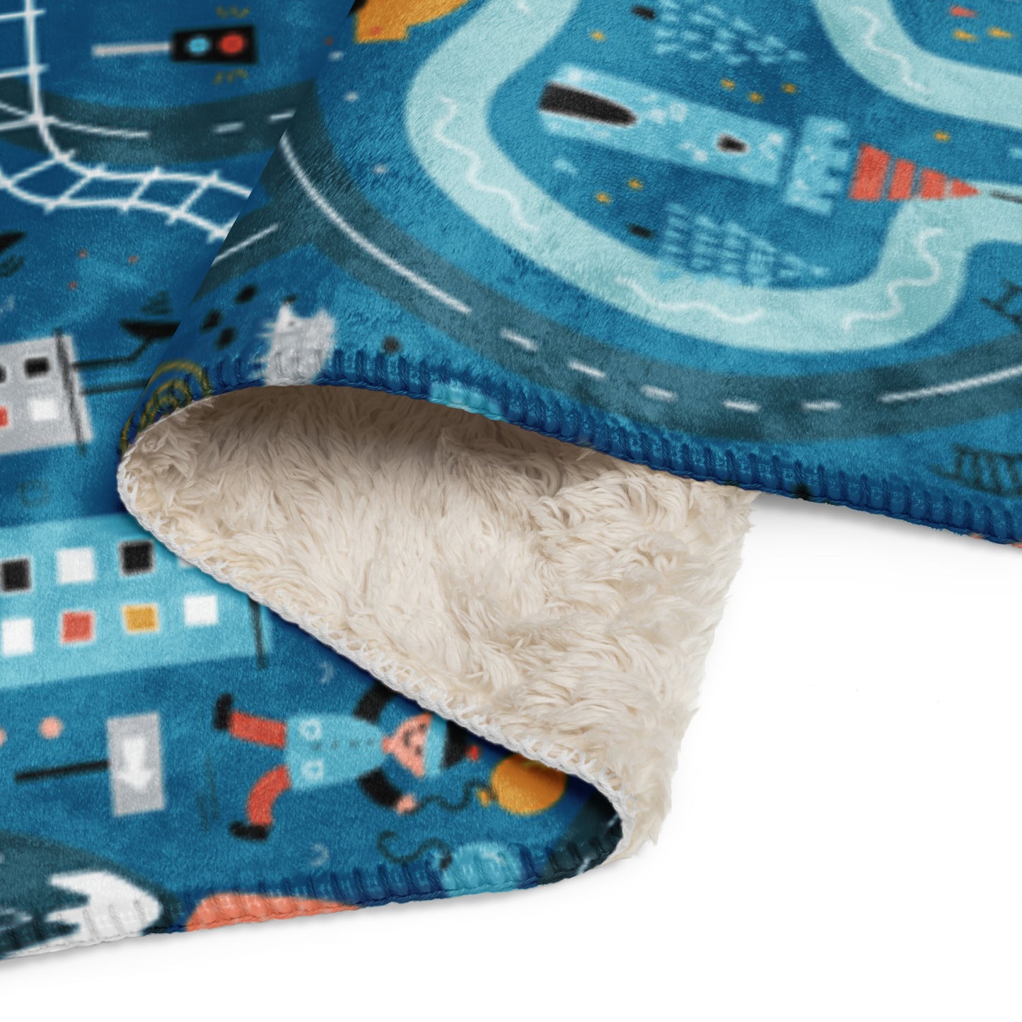 CITYSCAPE DRAWING Sherpa blanket