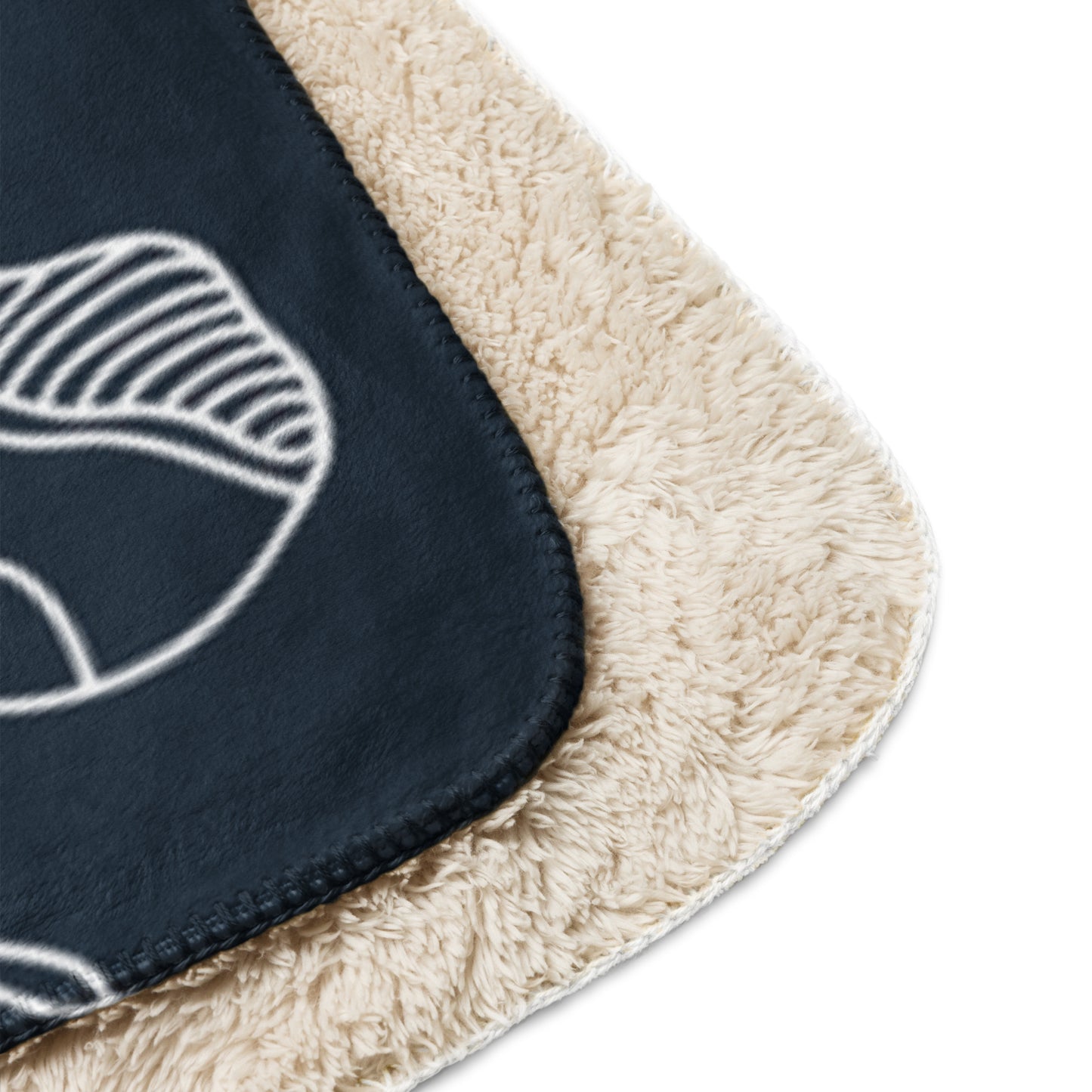 COZY NAVY OCEAN SHELLS Sherpa blanket