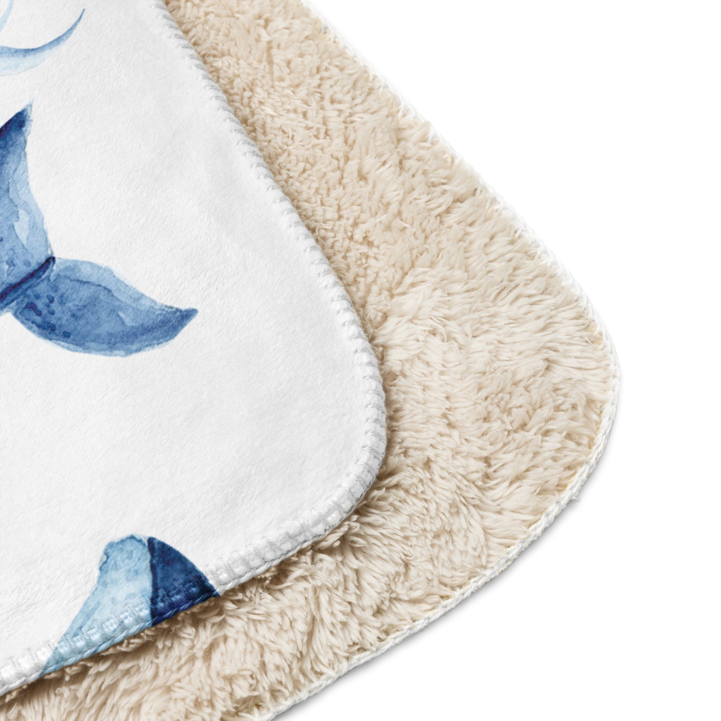 WHALE BLUE/WHITE Sherpa blanket