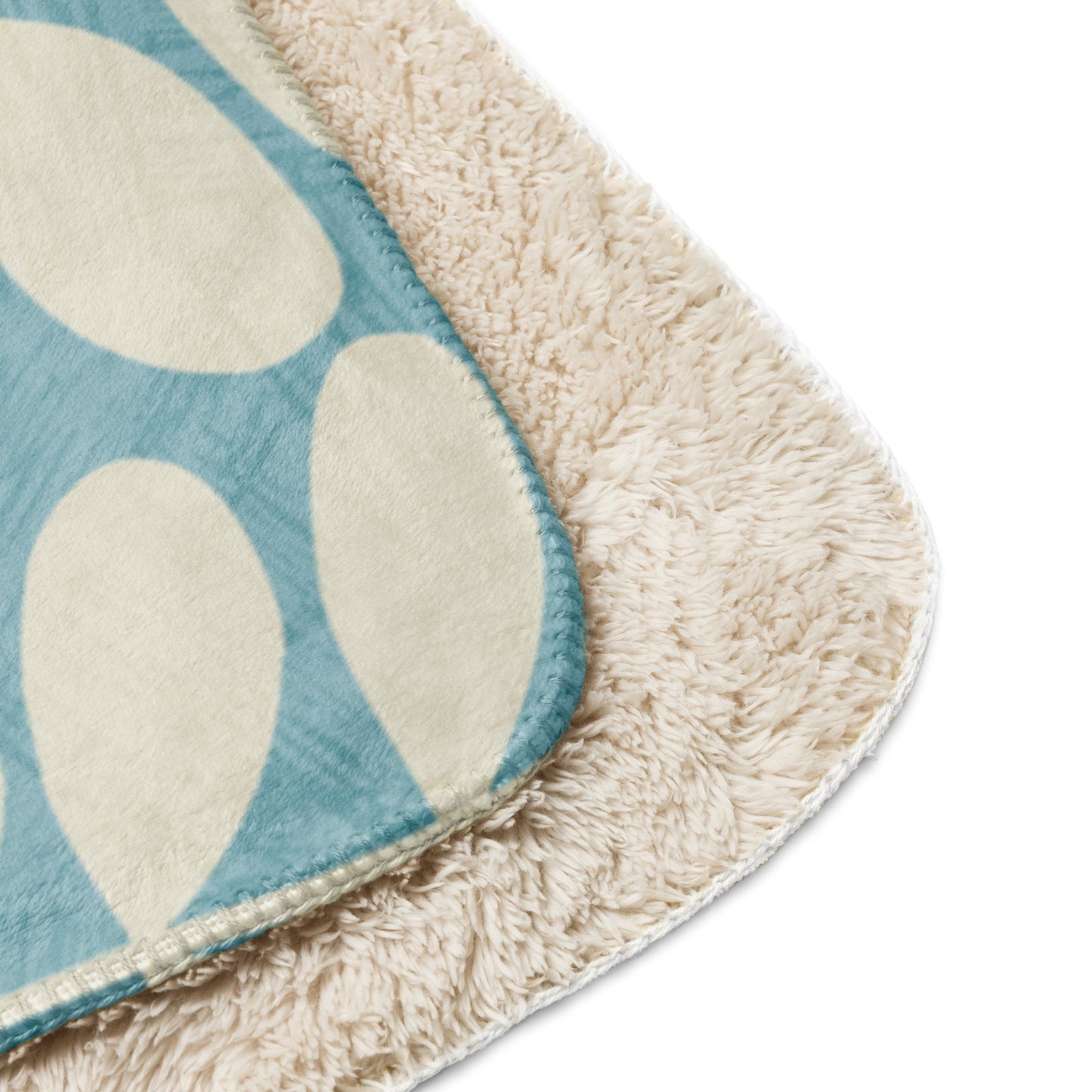 UNIQUE CREAM/LIGHT BLUE PATTERNED Sherpa blanket