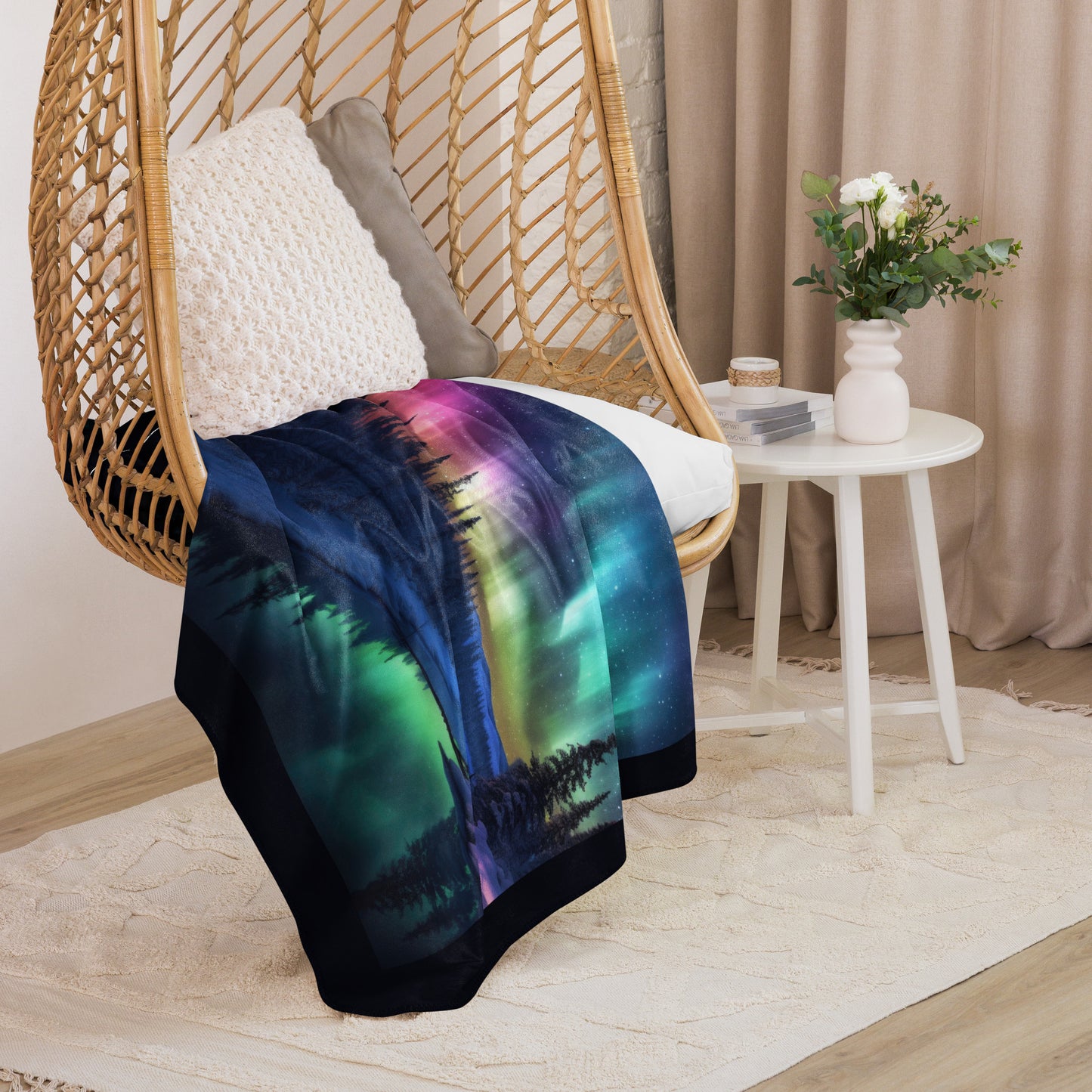 VIVID NORTHERN LIGHTS Sherpa blanket