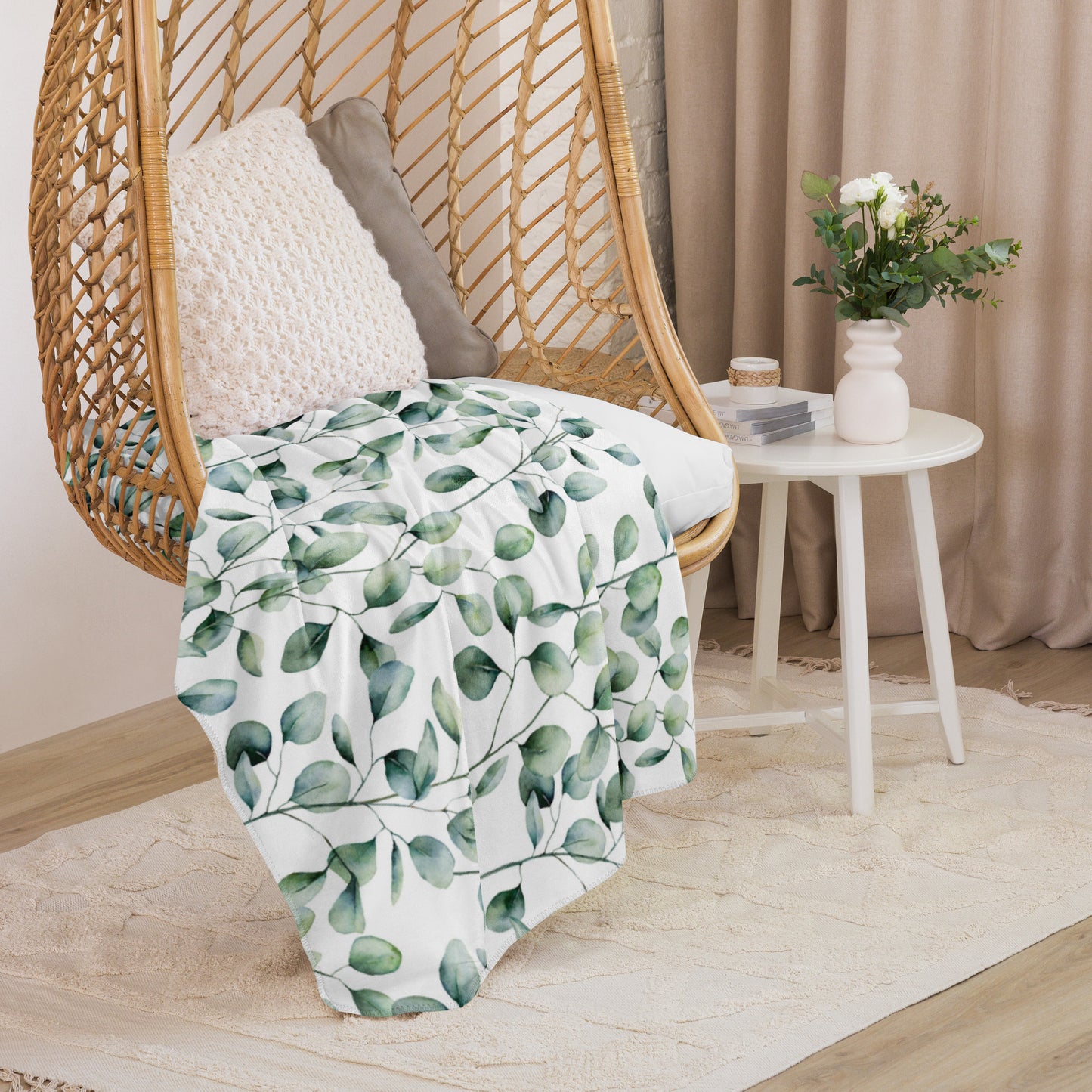 GREEN LEAVES Sherpa blanket