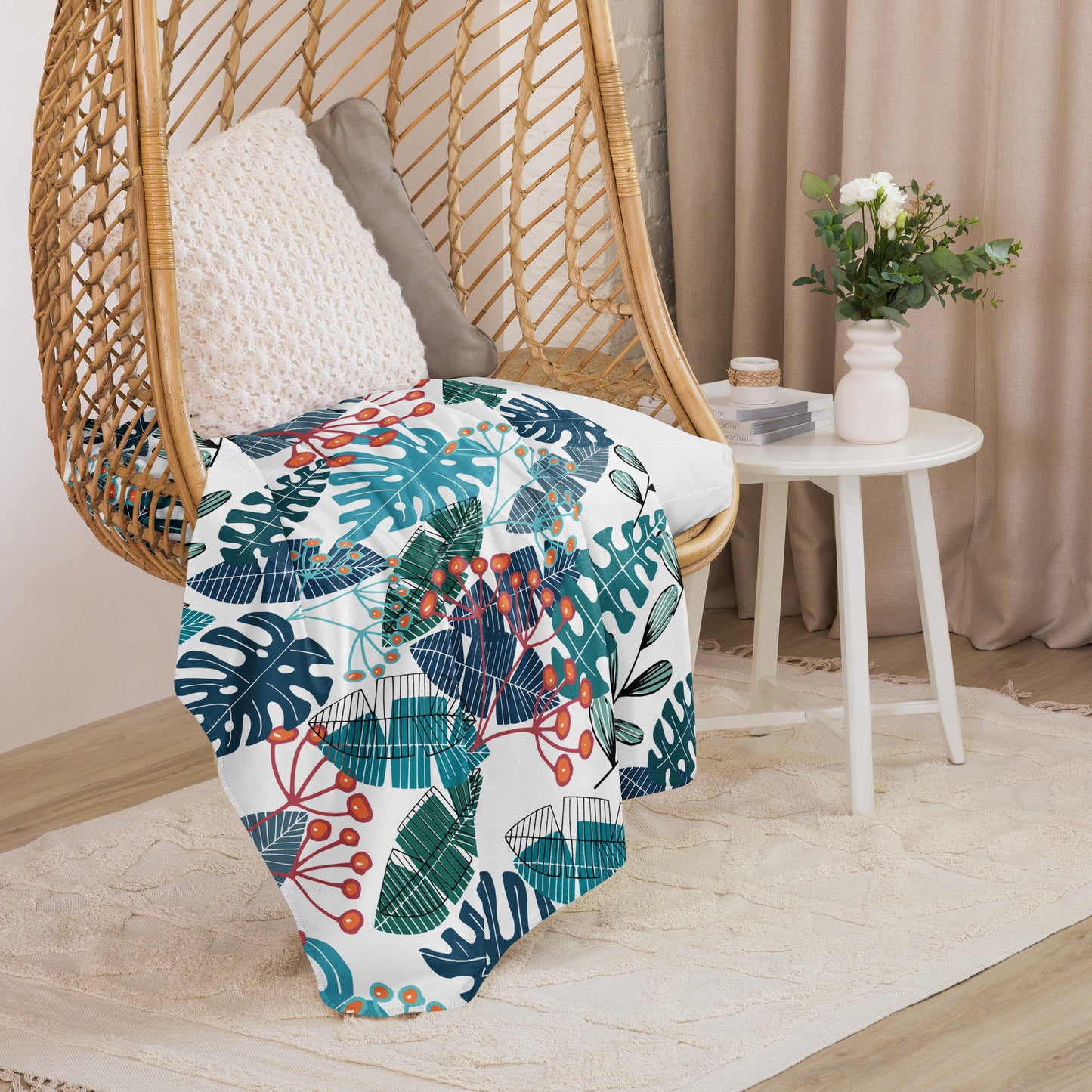 TROPICAL FOLIAGE Sherpa blanket