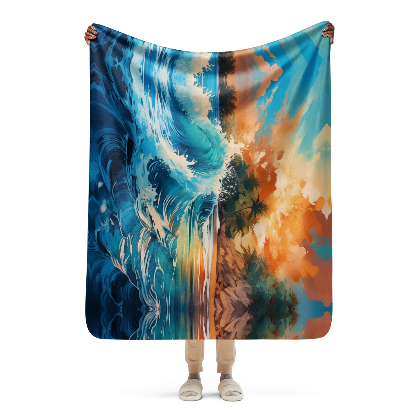 GORGEOUS CRASHING OCEAN Sherpa blanket