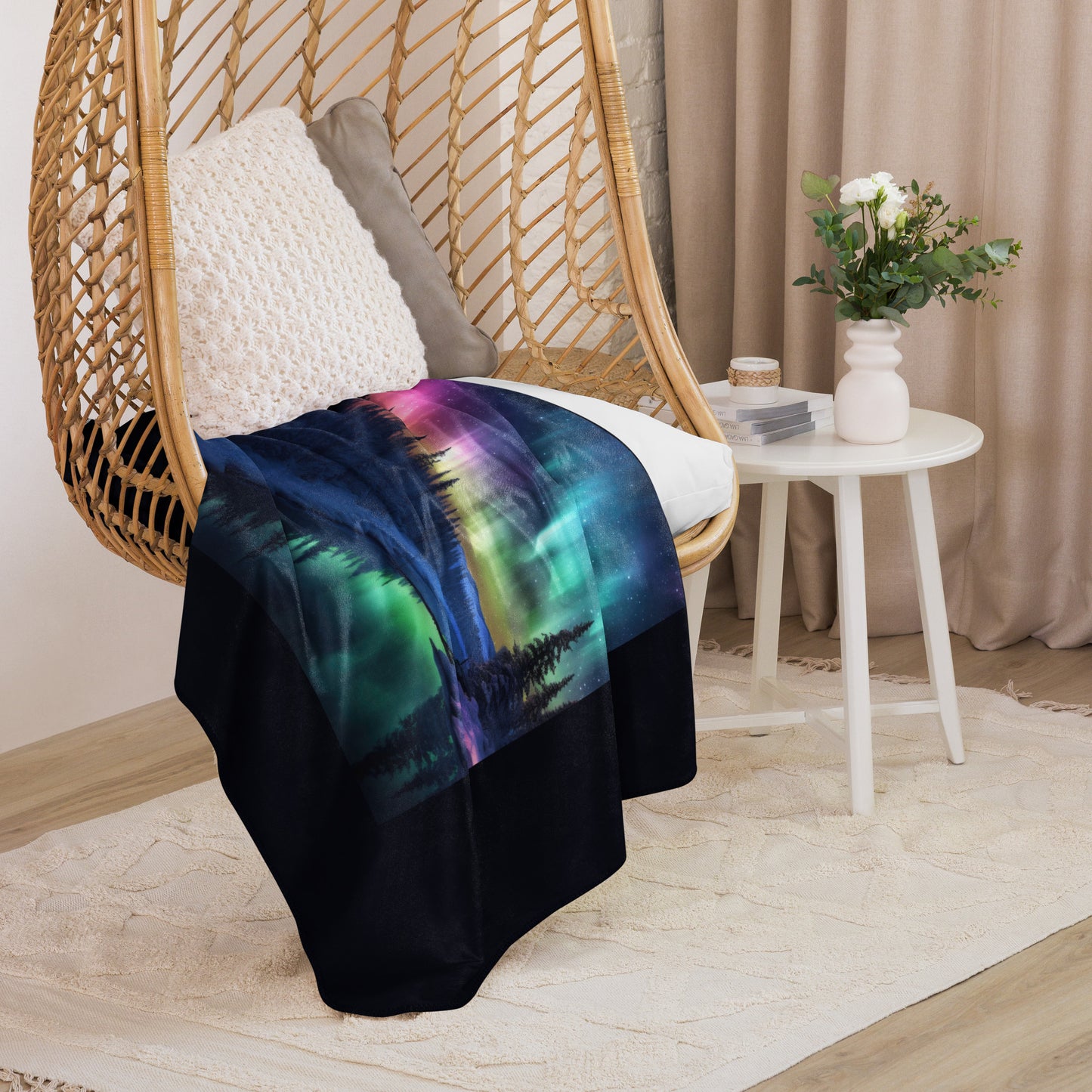 VIVID NORTHERN LIGHTS Sherpa blanket