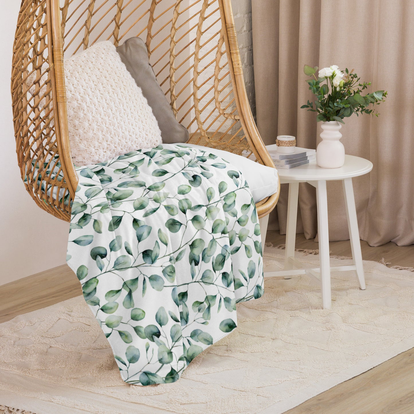 GREEN LEAVES Sherpa blanket