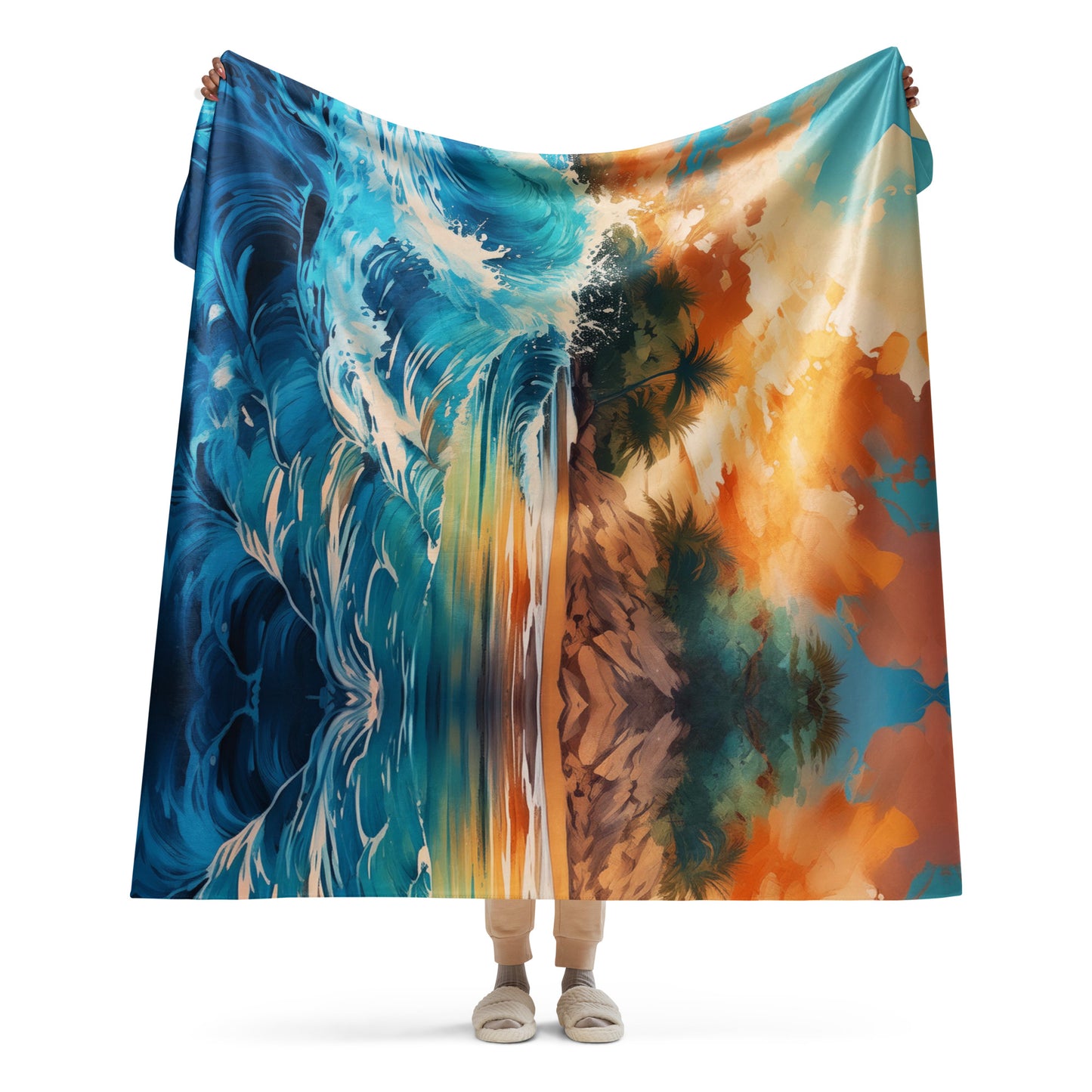 GORGEOUS CRASHING OCEAN Sherpa blanket