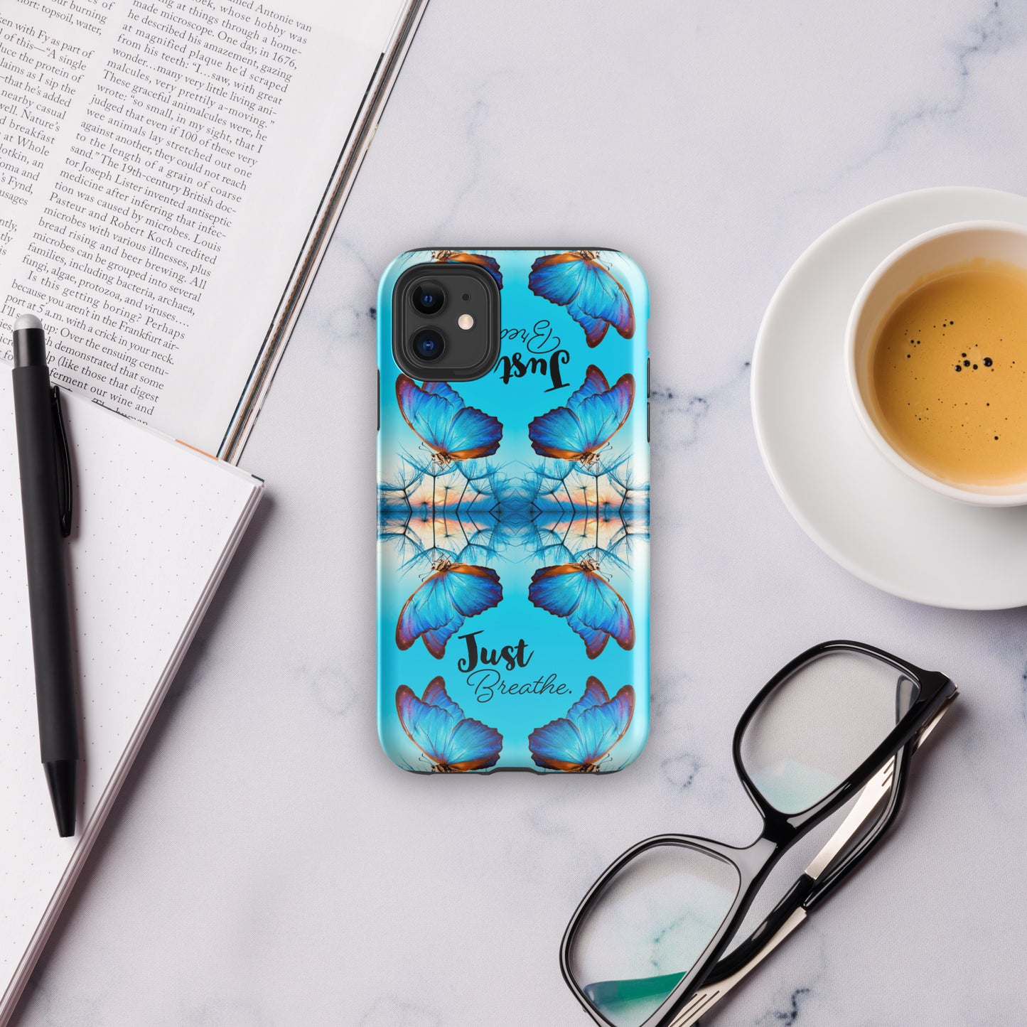 BLUE BUTTERFLY JUST BREATHE Tough Case for iPhone®