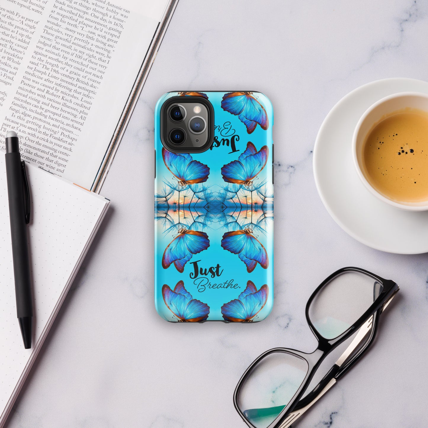 BLUE BUTTERFLY JUST BREATHE Tough Case for iPhone®