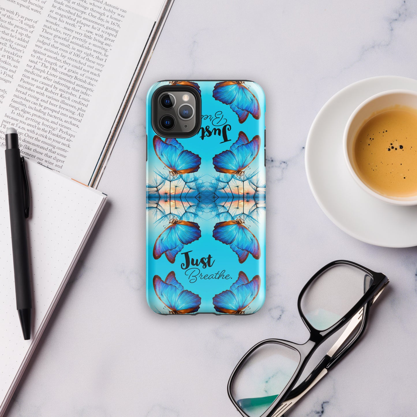 BLUE BUTTERFLY JUST BREATHE Tough Case for iPhone®