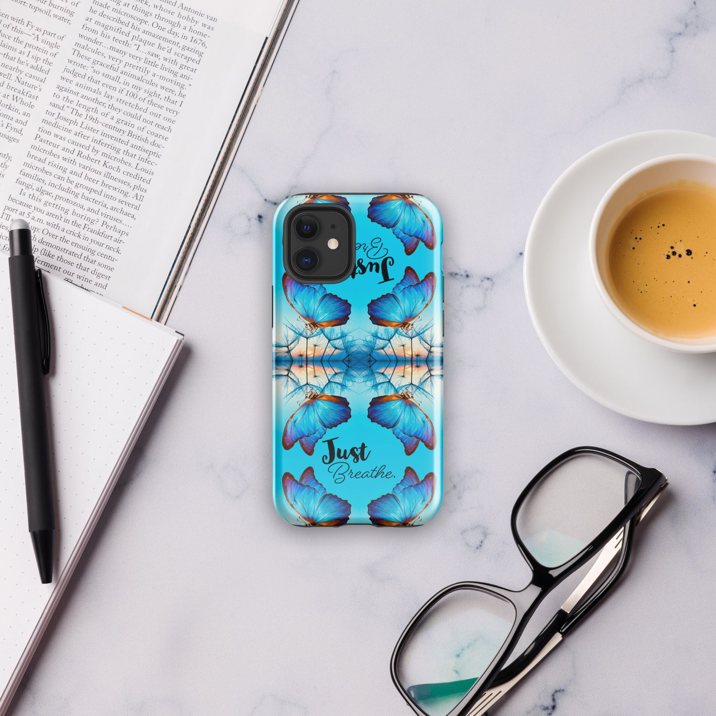 BLUE BUTTERFLY JUST BREATHE Tough Case for iPhone®