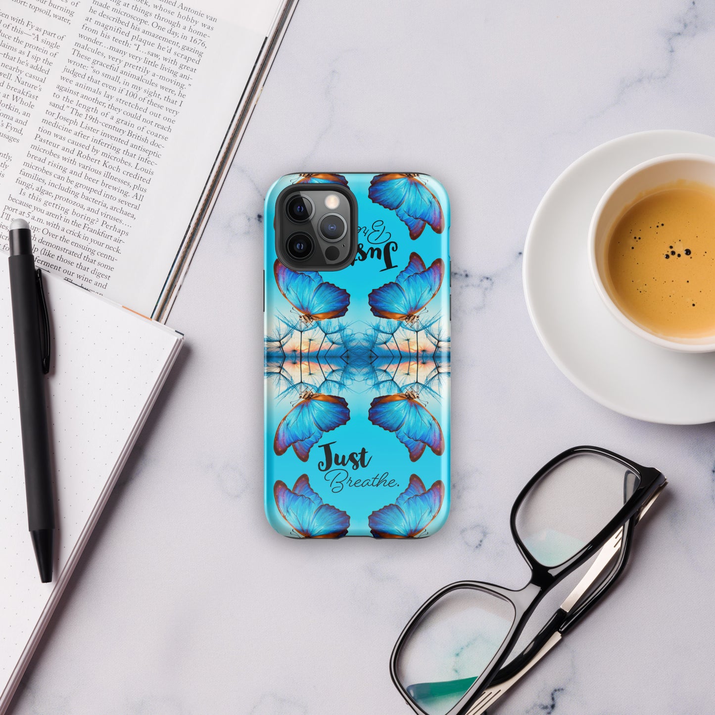 BLUE BUTTERFLY JUST BREATHE Tough Case for iPhone®