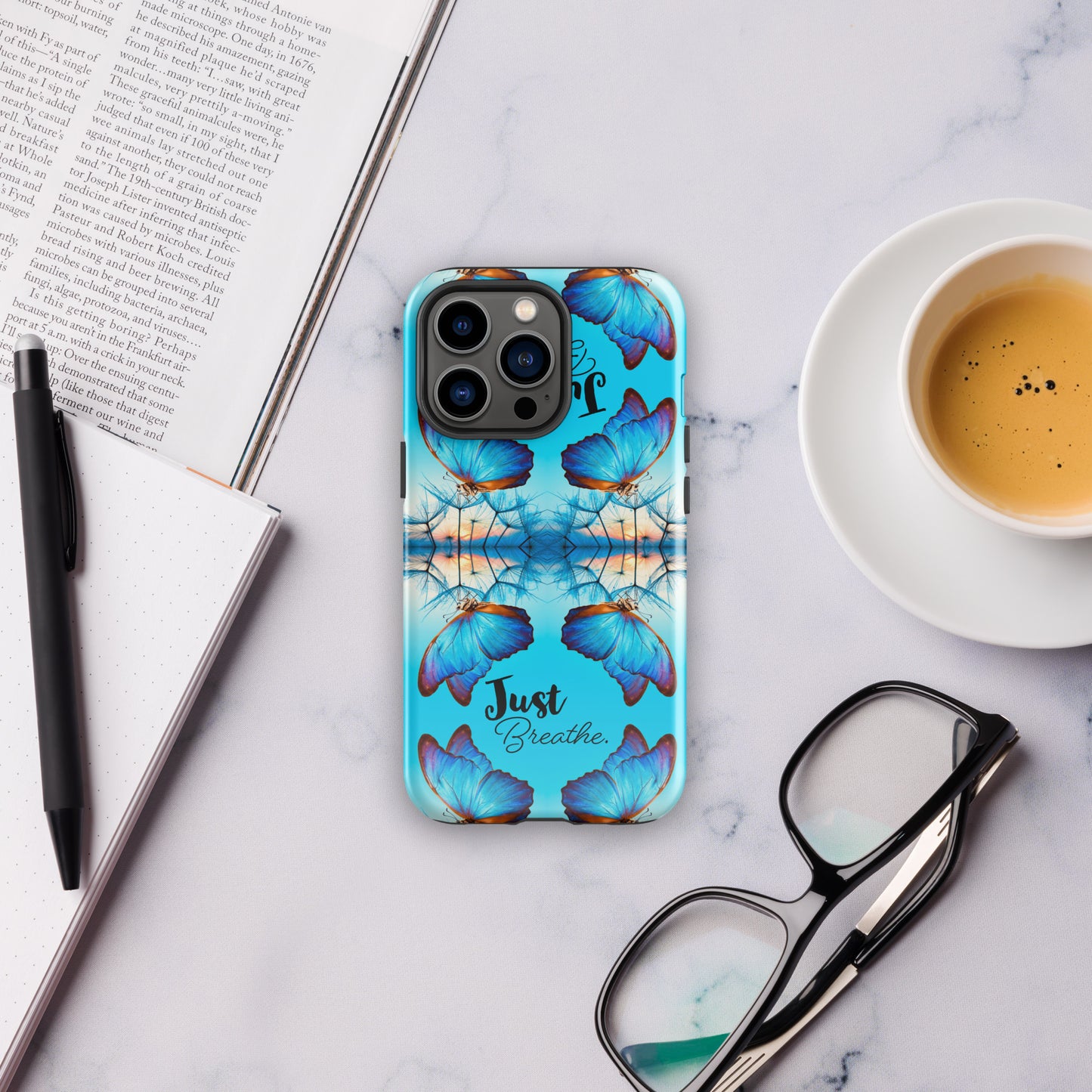 BLUE BUTTERFLY JUST BREATHE Tough Case for iPhone®