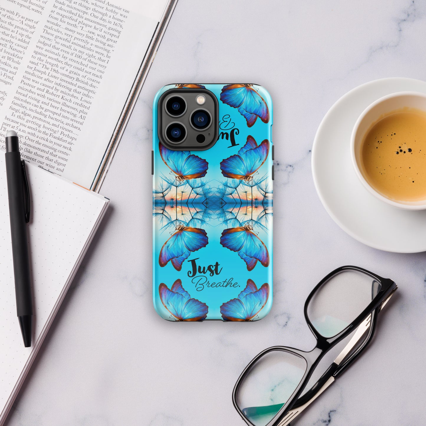 BLUE BUTTERFLY JUST BREATHE Tough Case for iPhone®