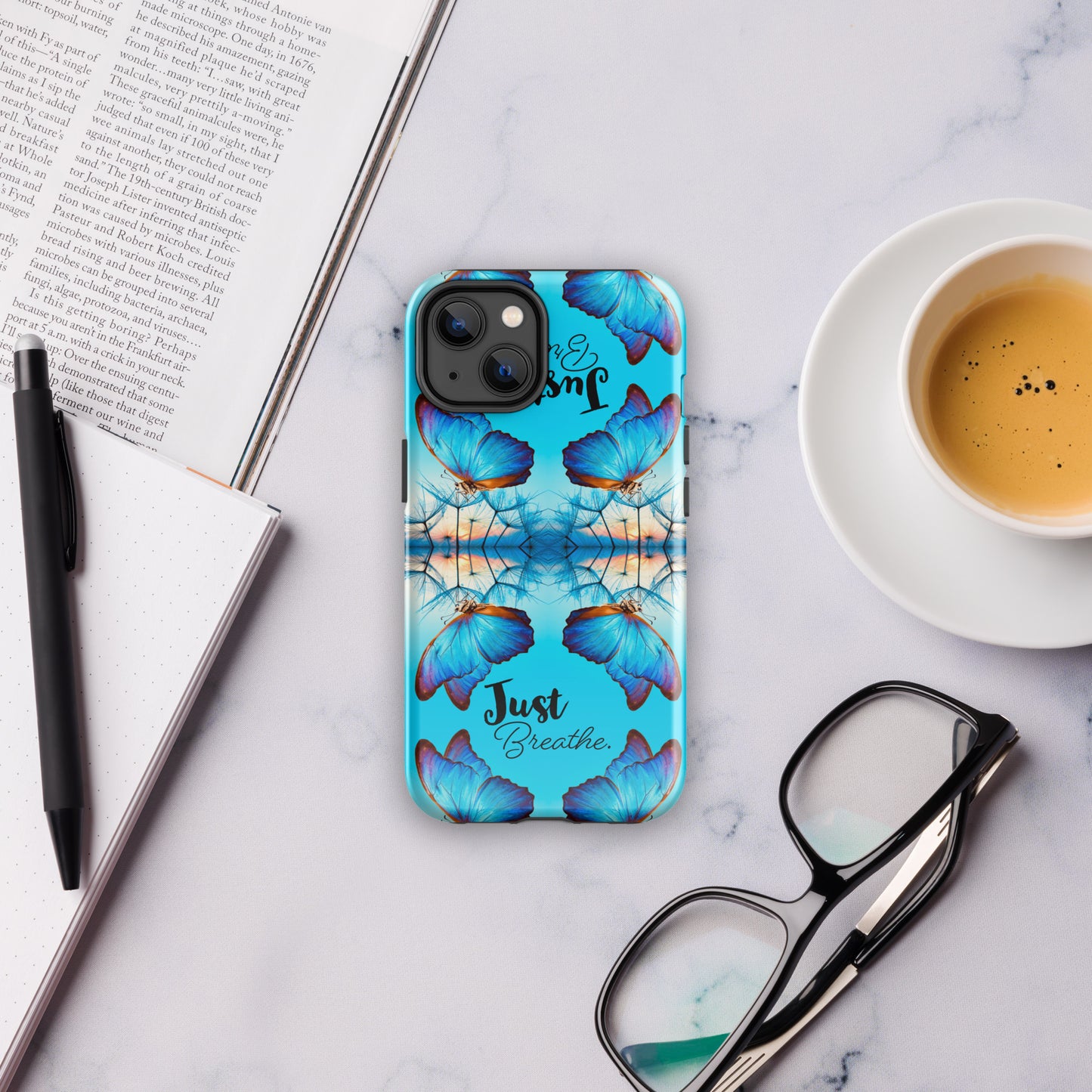 BLUE BUTTERFLY JUST BREATHE Tough Case for iPhone®