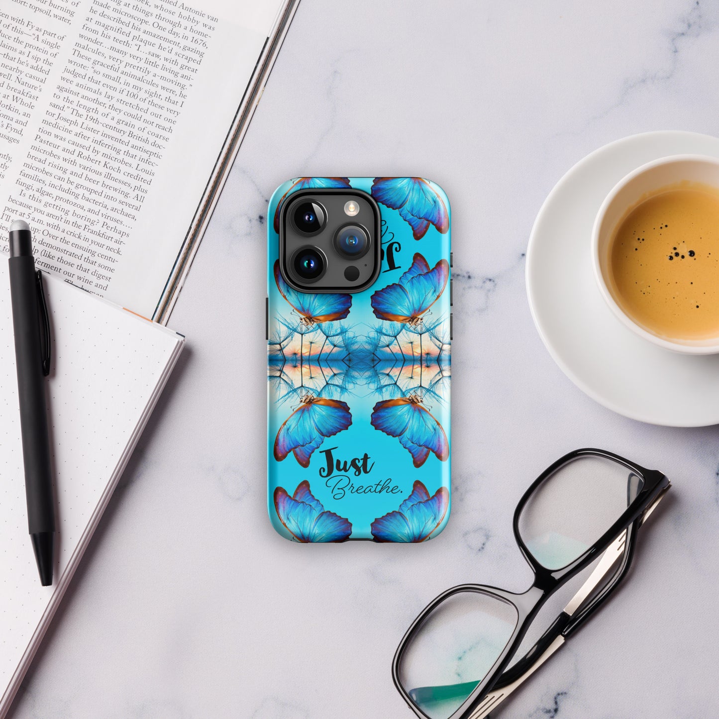 BLUE BUTTERFLY JUST BREATHE Tough Case for iPhone®