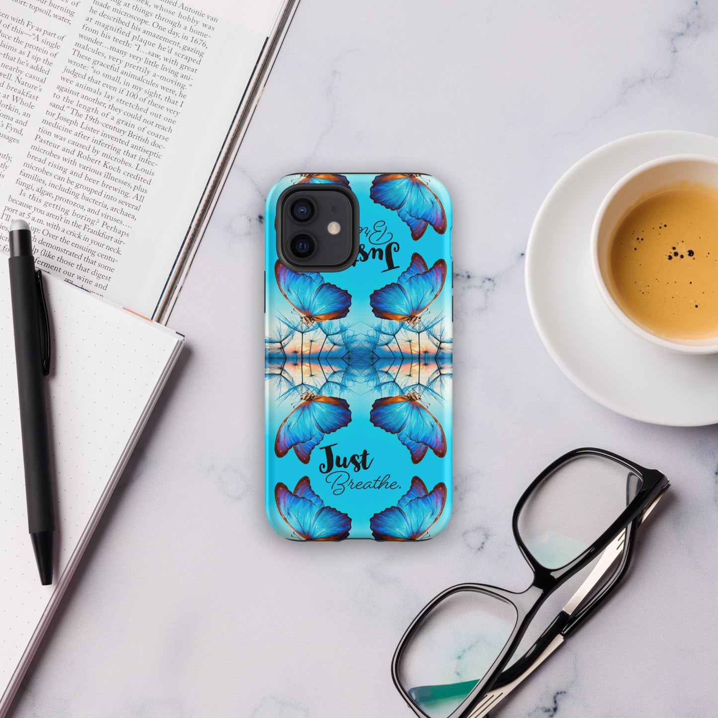 BLUE BUTTERFLY JUST BREATHE Tough Case for iPhone®