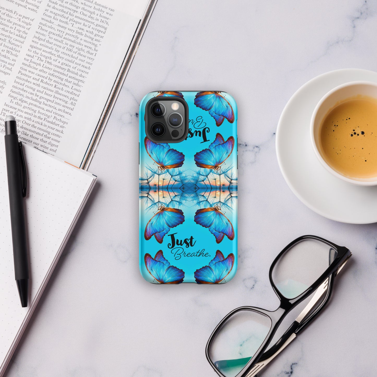 BLUE BUTTERFLY JUST BREATHE Tough Case for iPhone®