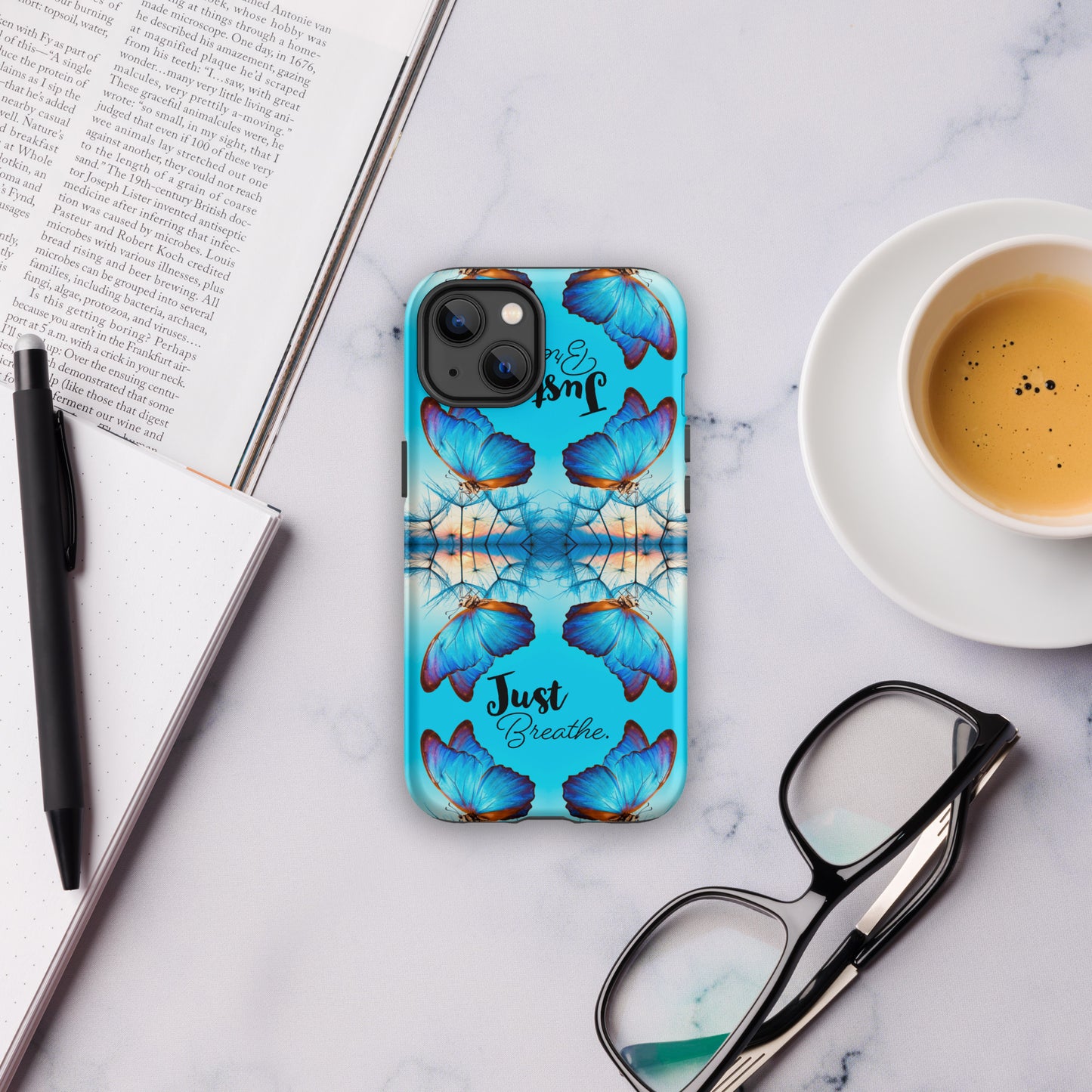 BLUE BUTTERFLY JUST BREATHE Tough Case for iPhone®