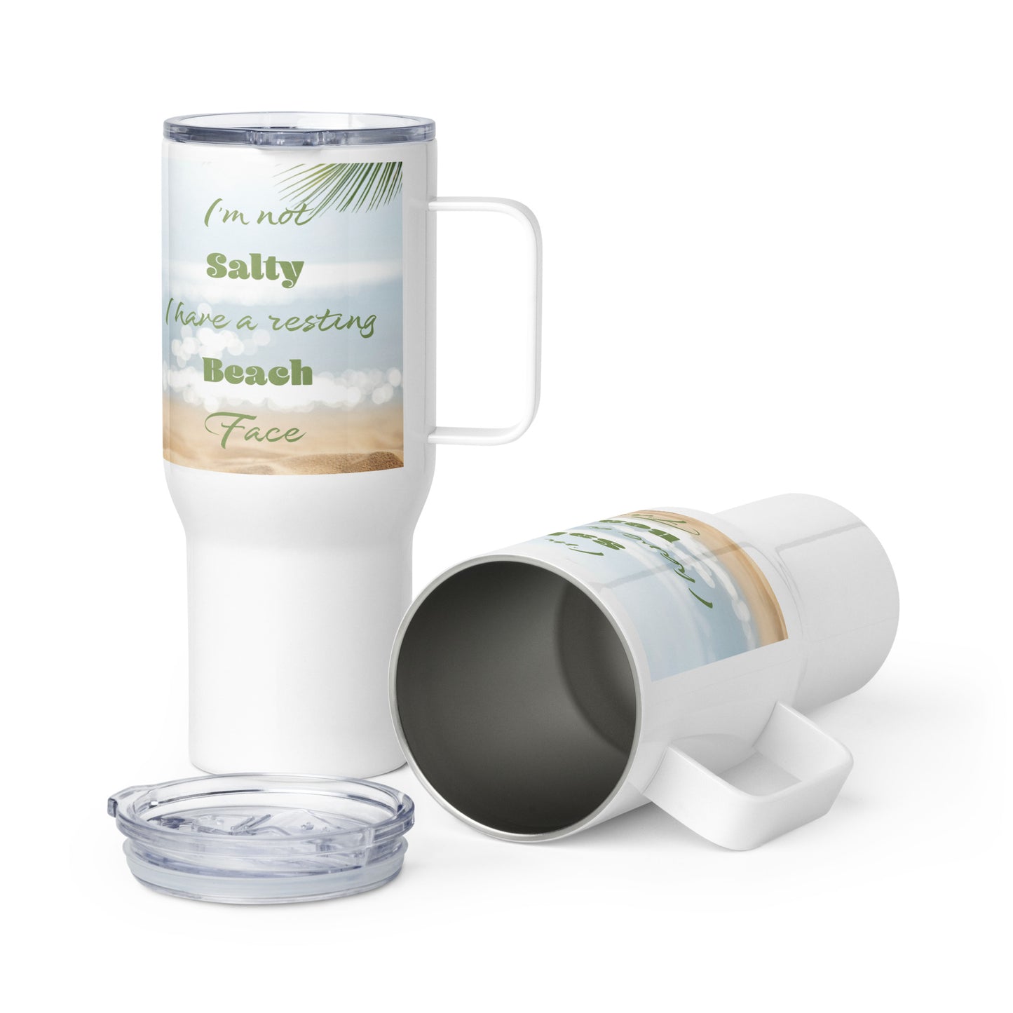 RESTING BEACH FACE Travel mug with a handle