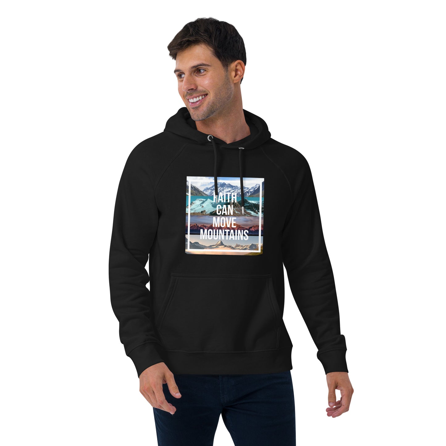 FAITH MOVES MOUNTAINS Unisex eco raglan hoodie