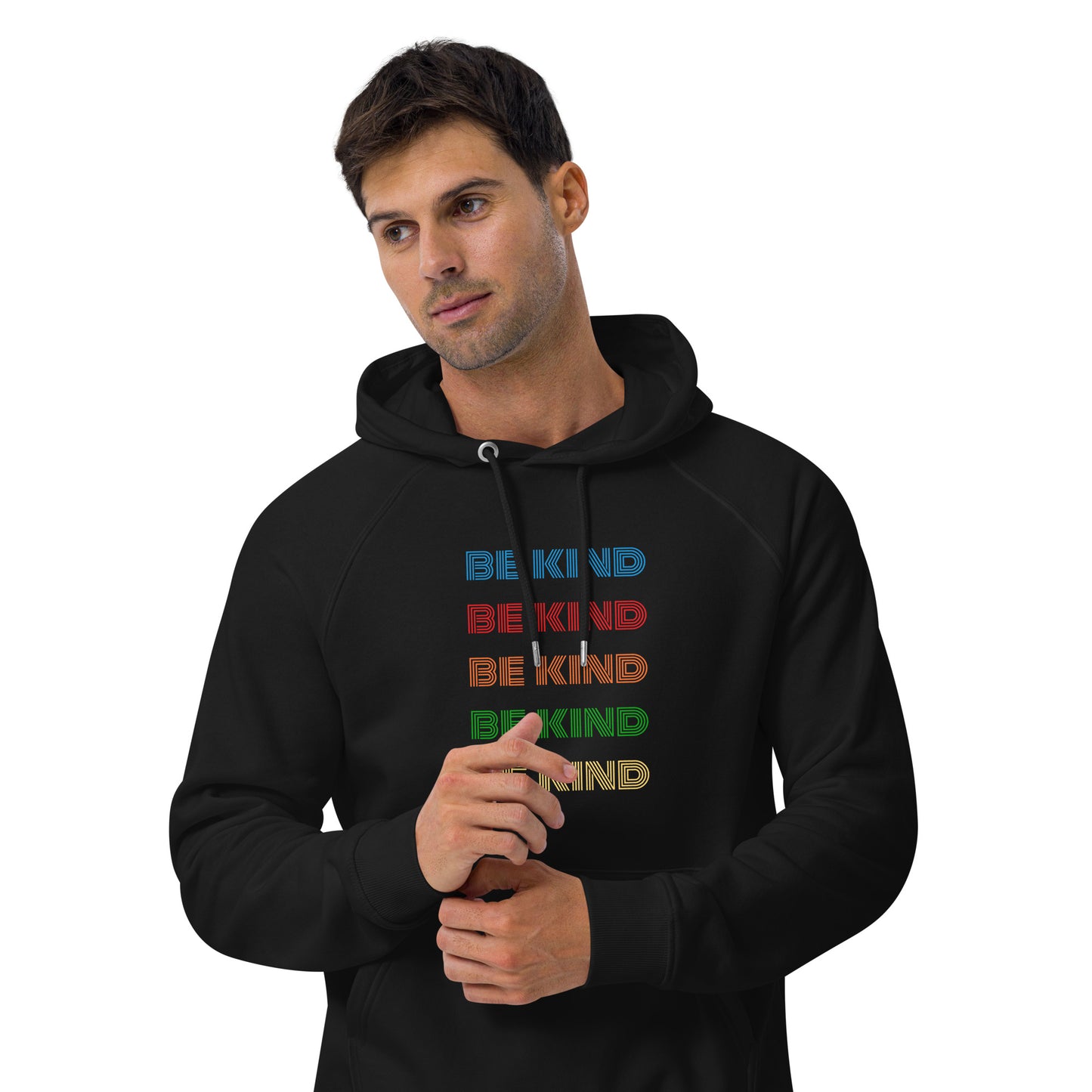 BE KIND RAINBOW Unisex eco raglan hoodie