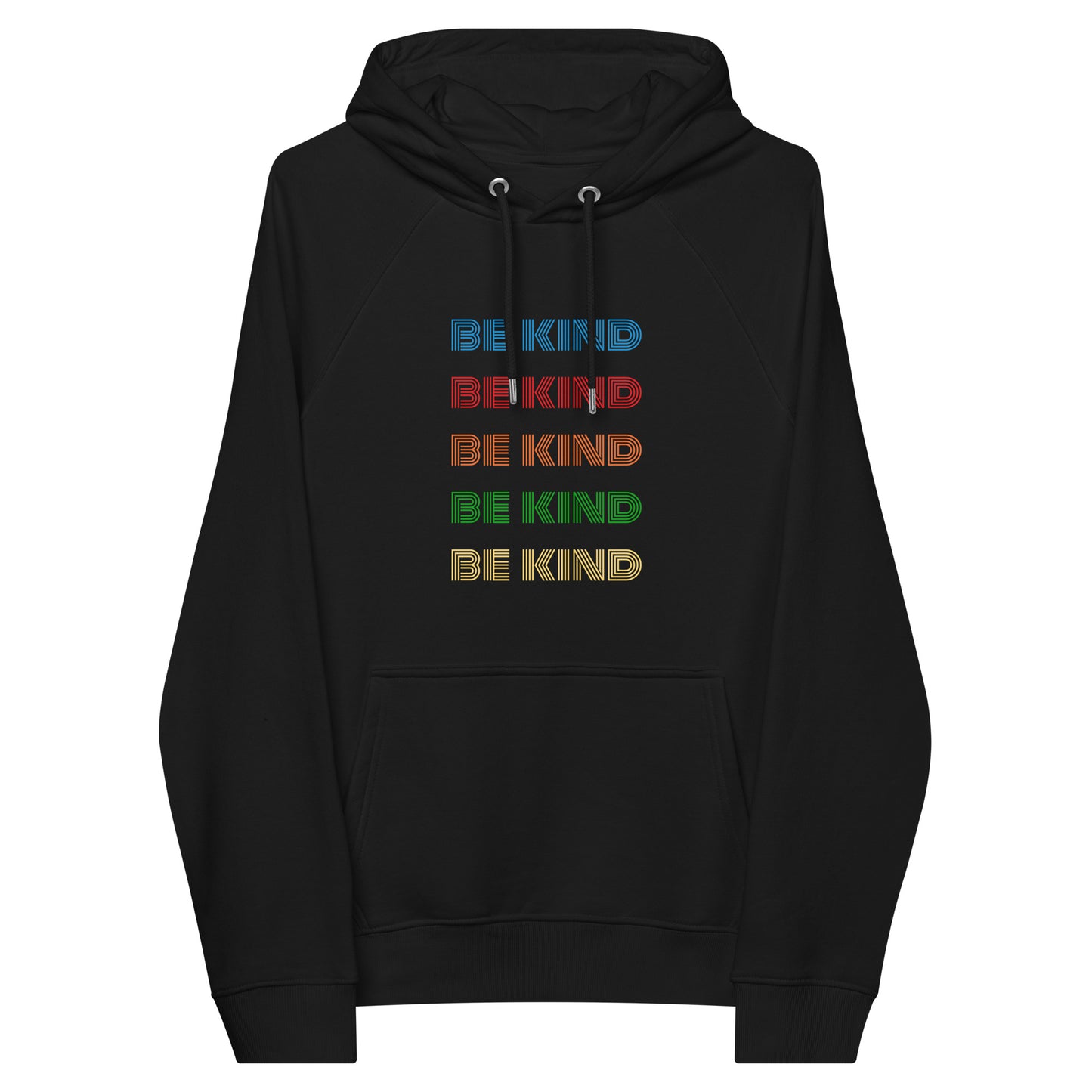 BE KIND RAINBOW Unisex eco raglan hoodie