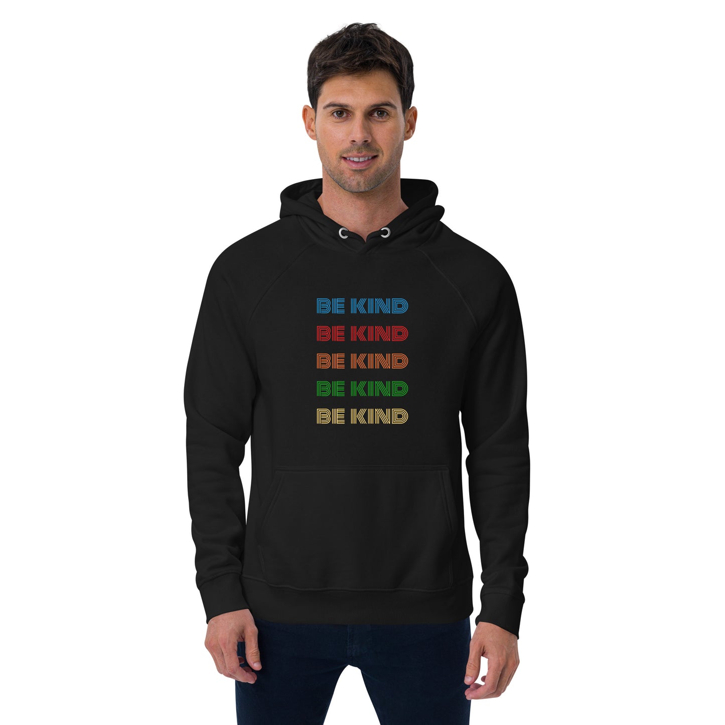 BE KIND RAINBOW Unisex eco raglan hoodie