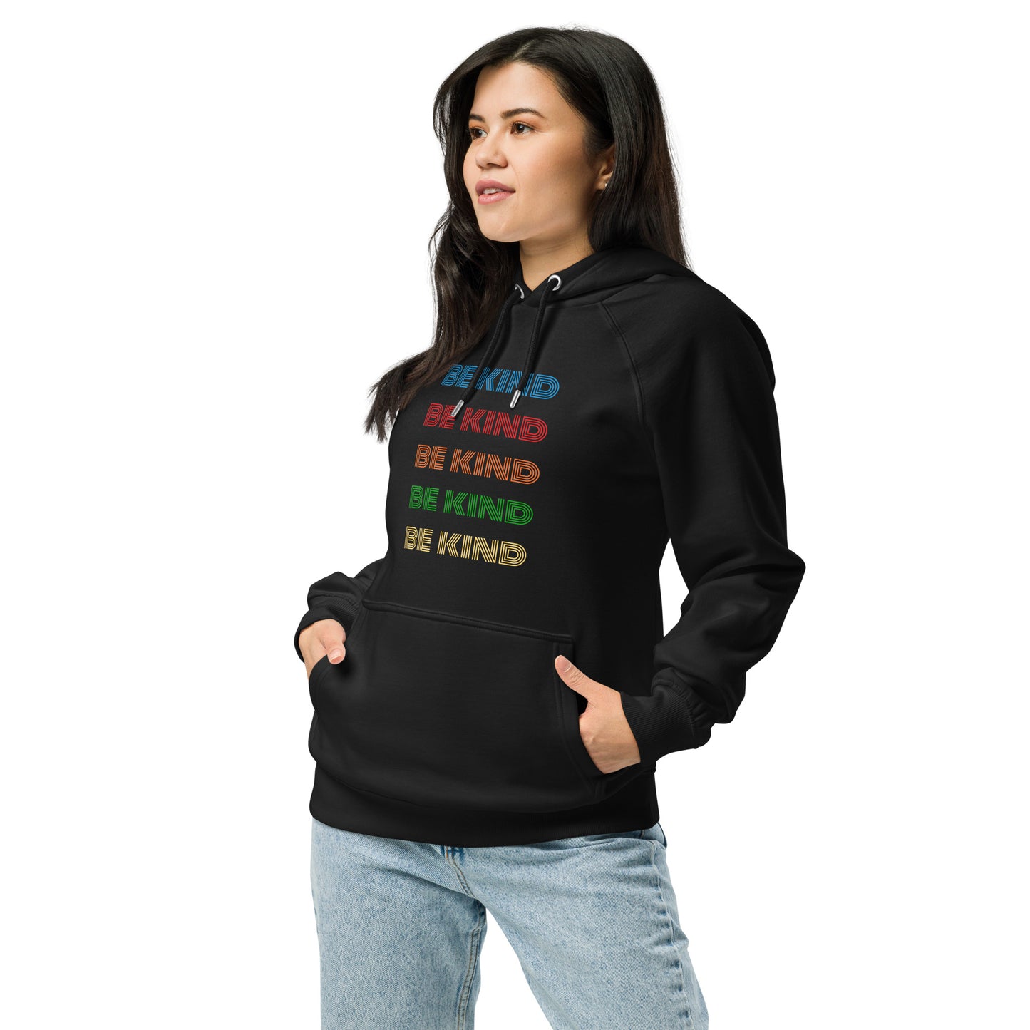 BE KIND RAINBOW Unisex eco raglan hoodie