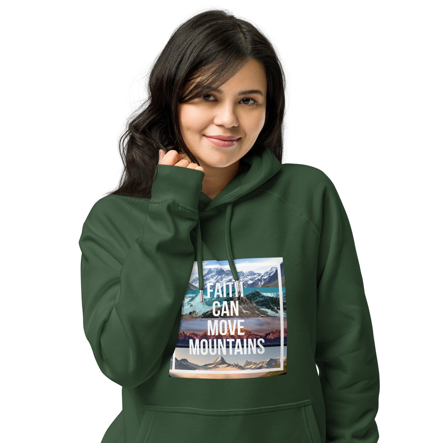 FAITH MOVES MOUNTAINS Unisex eco raglan hoodie