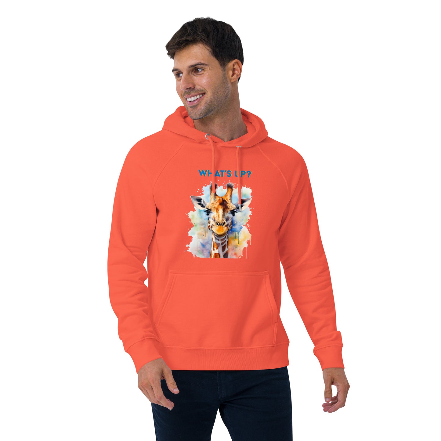 WHAT'S UP? GIRAFFE Unisex eco raglan hoodie