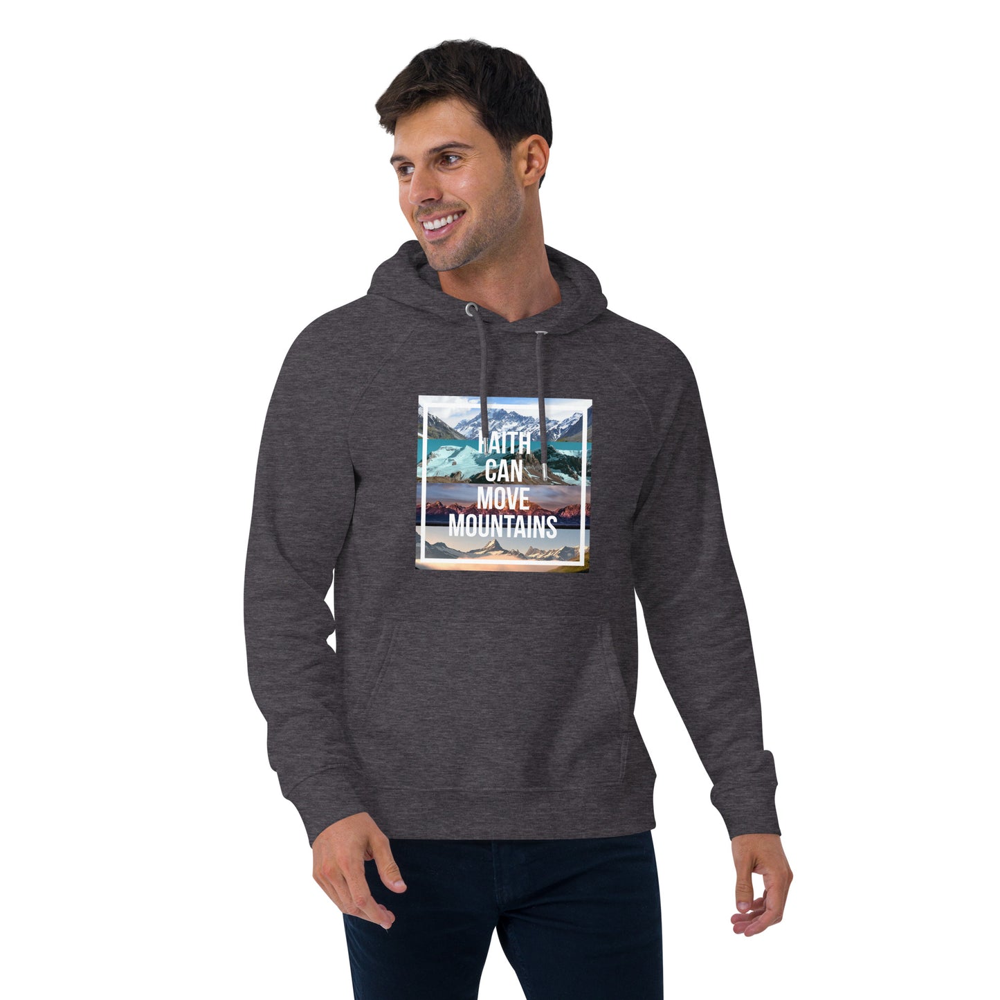 FAITH MOVES MOUNTAINS Unisex eco raglan hoodie