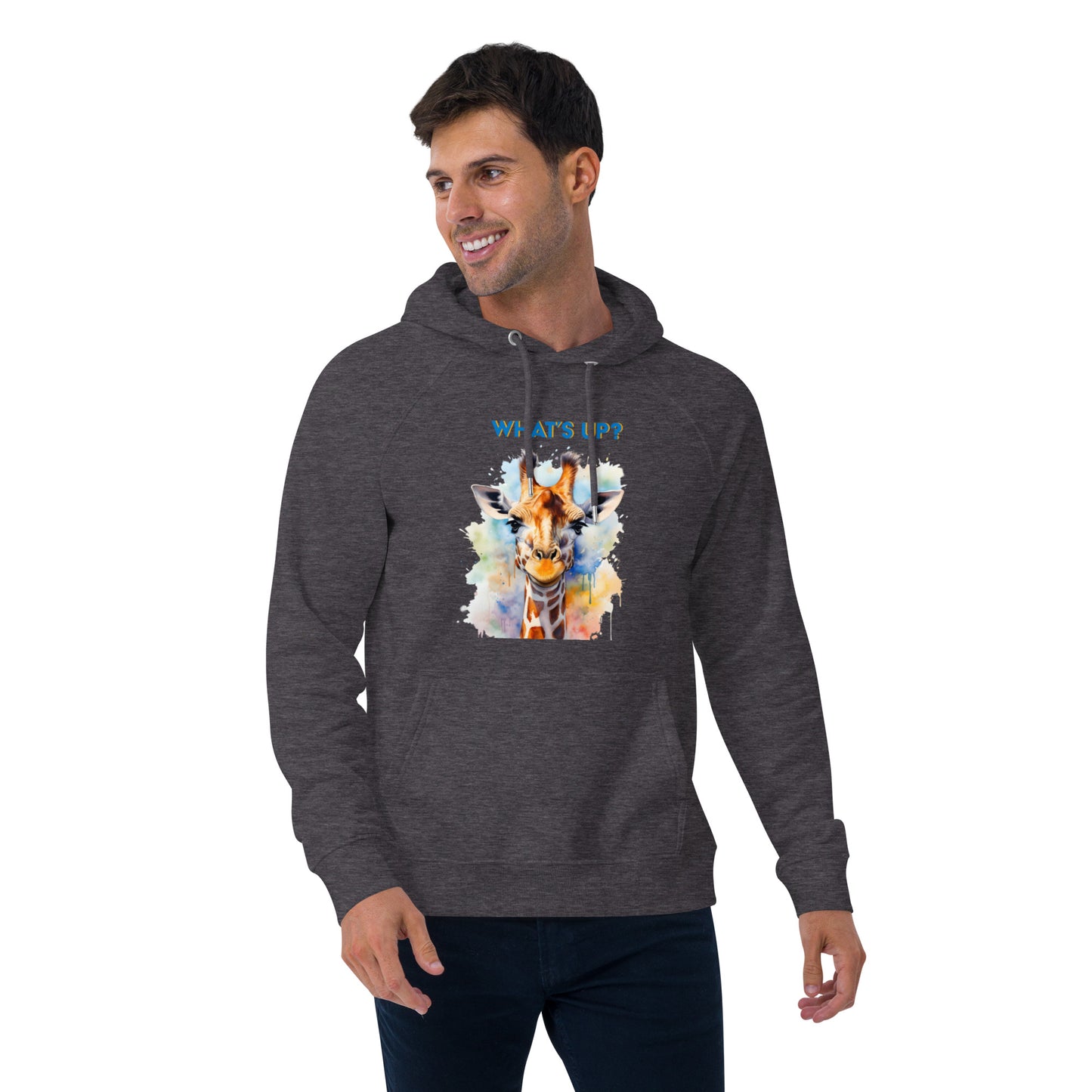 WHAT'S UP? GIRAFFE Unisex eco raglan hoodie