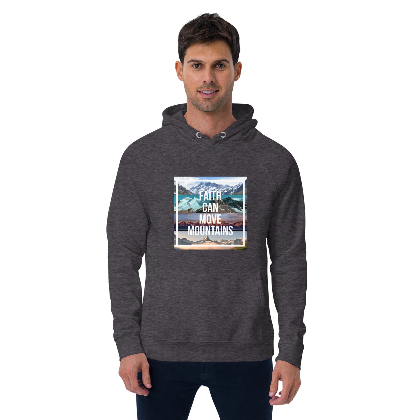 FAITH MOVES MOUNTAINS Unisex eco raglan hoodie