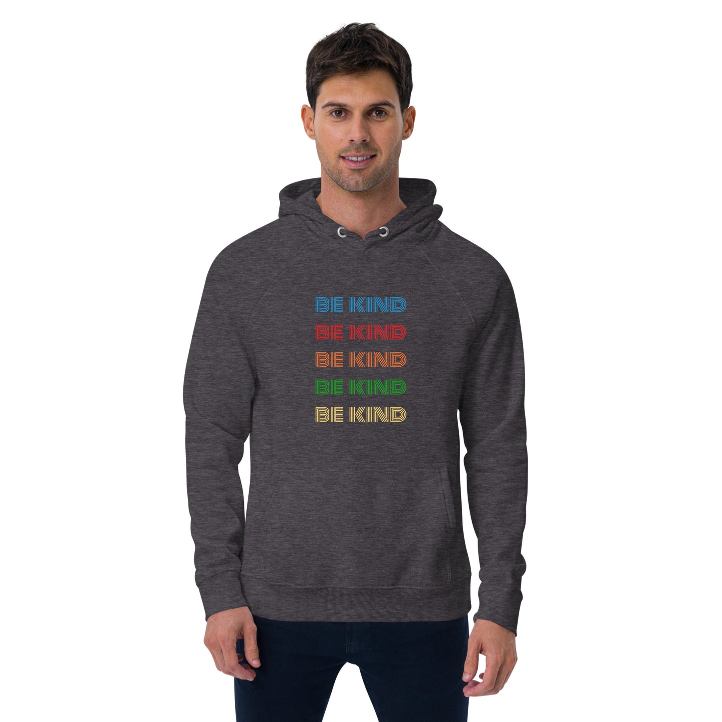 BE KIND RAINBOW Unisex eco raglan hoodie