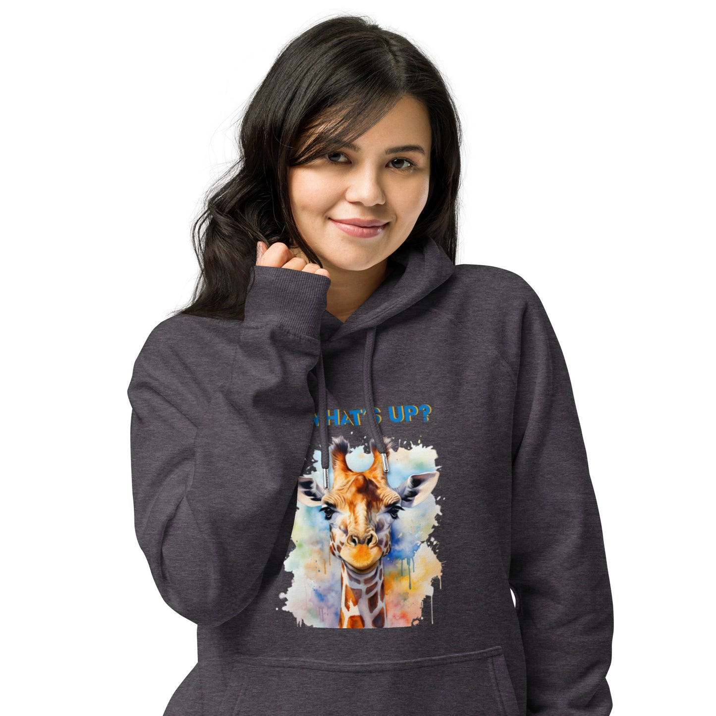 WHAT'S UP? GIRAFFE Unisex eco raglan hoodie