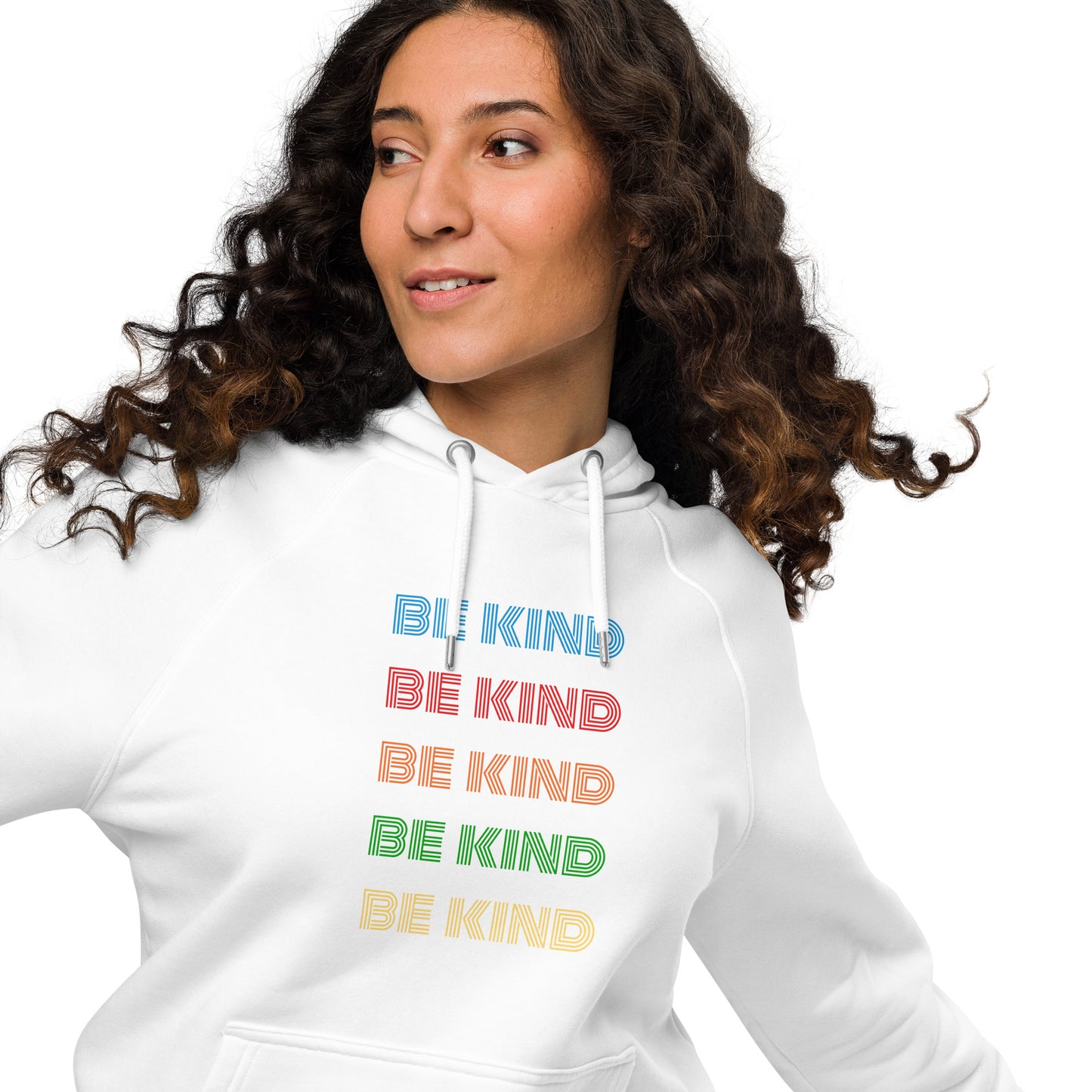 BE KIND RAINBOW Unisex eco raglan hoodie