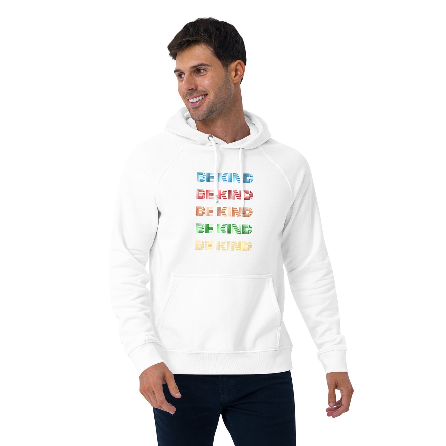 BE KIND RAINBOW Unisex eco raglan hoodie