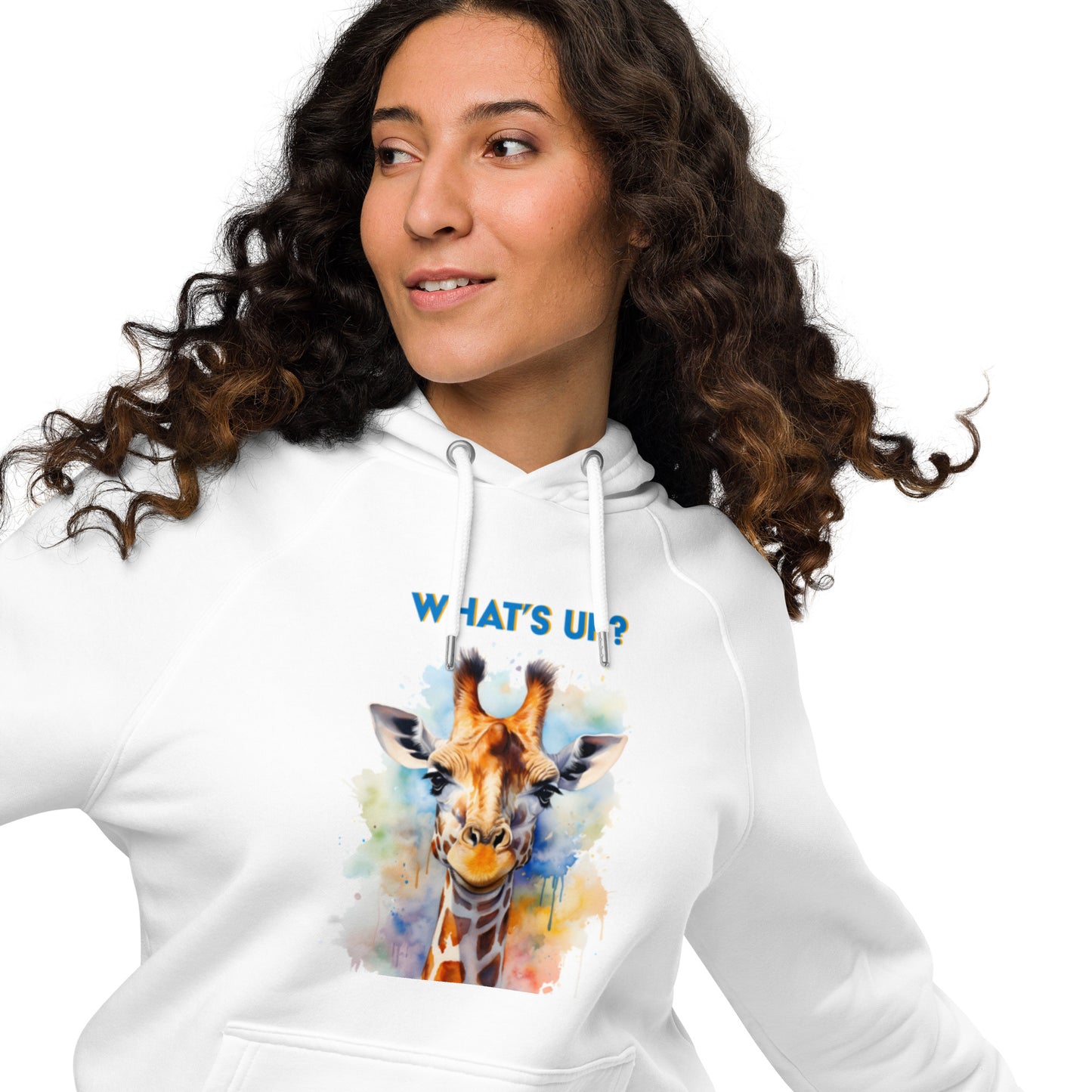 WHAT'S UP? GIRAFFE Unisex eco raglan hoodie