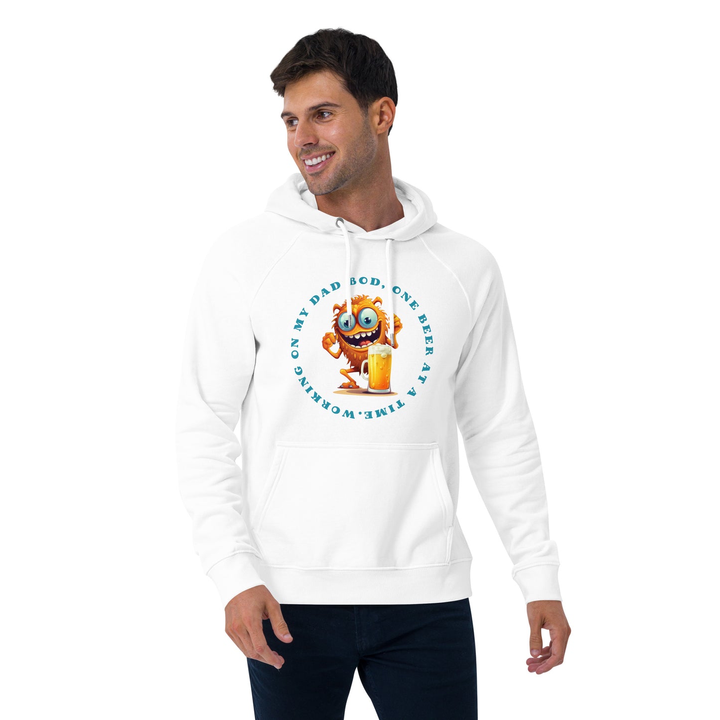 HUMOROUS DAD BOD Unisex eco raglan hoodie