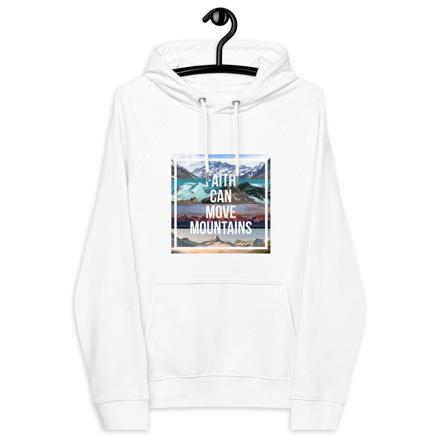 FAITH MOVES MOUNTAINS Unisex eco raglan hoodie