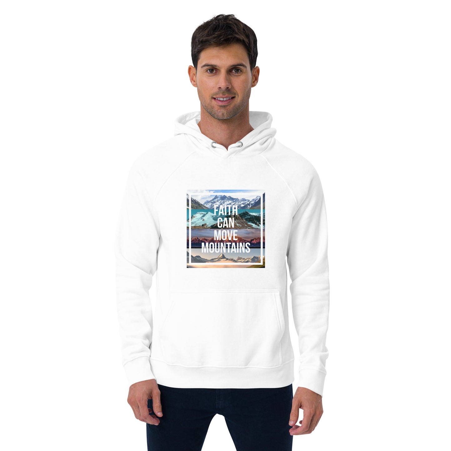 FAITH MOVES MOUNTAINS Unisex eco raglan hoodie