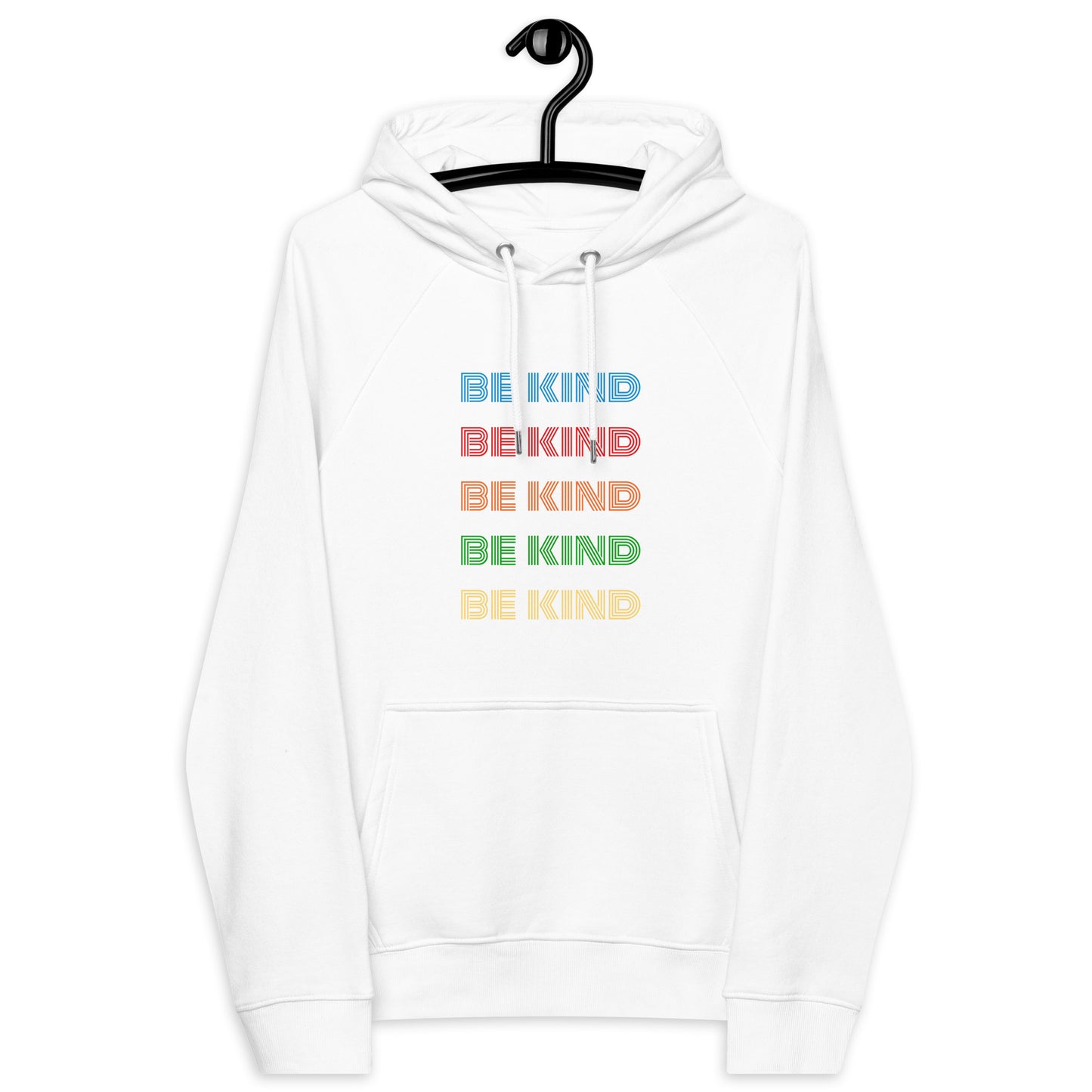 BE KIND RAINBOW Unisex eco raglan hoodie