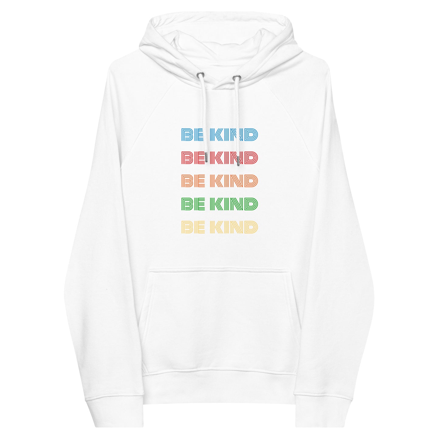 BE KIND RAINBOW Unisex eco raglan hoodie