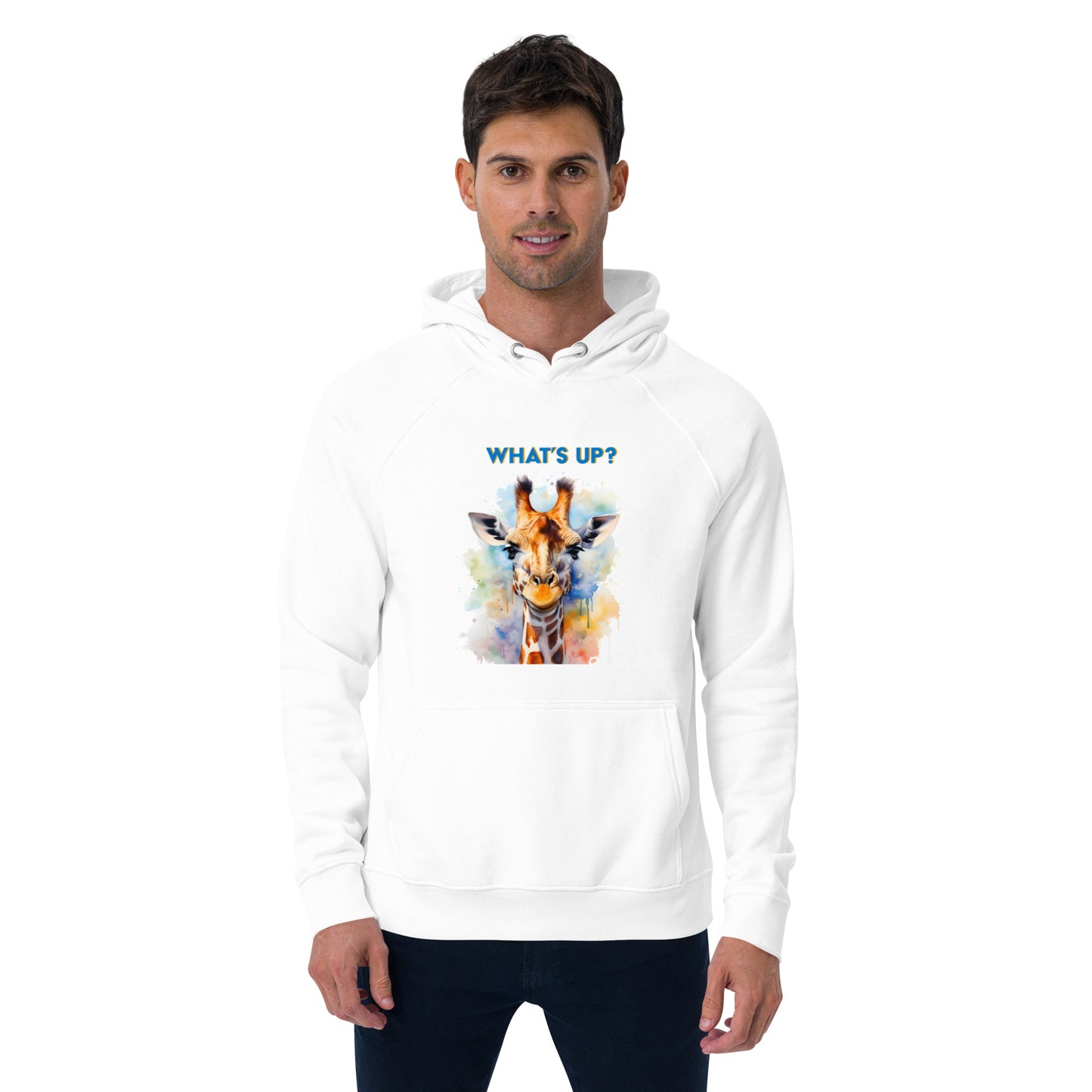 WHAT'S UP? GIRAFFE Unisex eco raglan hoodie