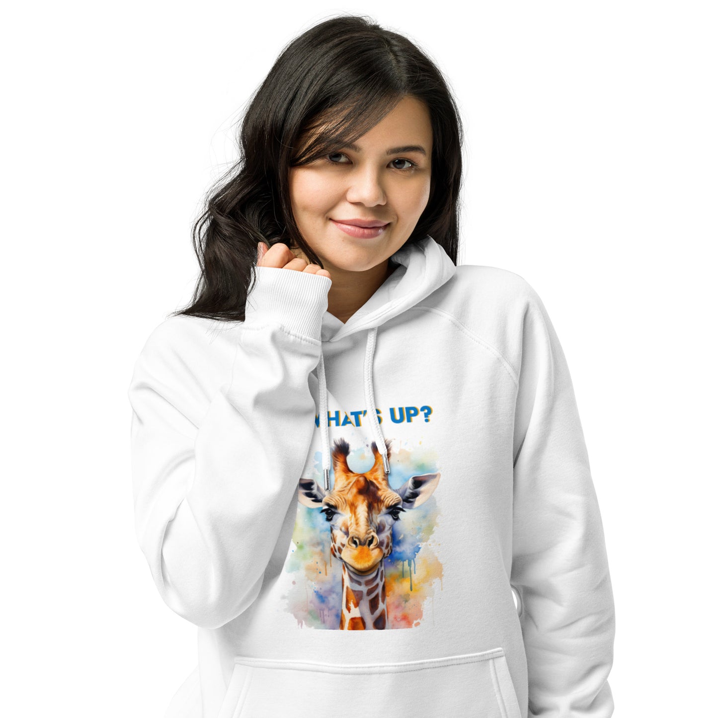 WHAT'S UP? GIRAFFE Unisex eco raglan hoodie