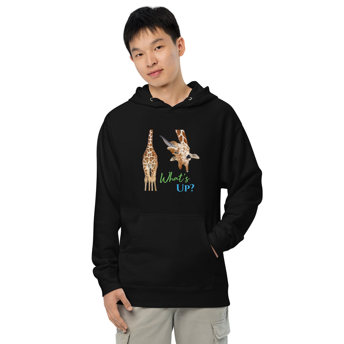 FUNNY GIRAFFE WHAT'S UP? Unisex midweight hoodie